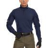 imageMAGCOMSEN Mens Tactical Military Shirts 14 Zip Long Sleeve Shirt with PocketsNavy