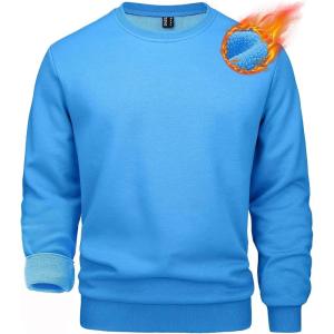 imageMAGCOMSEN Mens Crewneck Sweatshirt Long Sleeve Casual Warm Fleece PulloverAzure