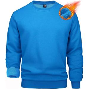 imageMAGCOMSEN Mens Crewneck Sweatshirt Long Sleeve Casual Warm Fleece PulloverBlue Green