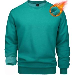imageMAGCOMSEN Mens Crewneck Sweatshirt Long Sleeve Casual Warm Fleece PulloverEmerald Green