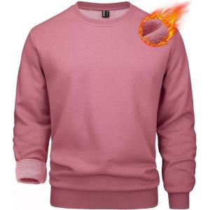 imageMAGCOMSEN Mens Crewneck Sweatshirt Long Sleeve Casual Warm Fleece PulloverGrey Pink