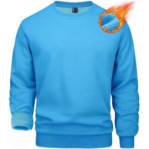 imageMAGCOMSEN Mens Crewneck Sweatshirt Long Sleeve Casual Warm Fleece PulloverIce Blue