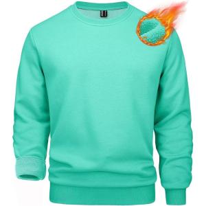 imageMAGCOMSEN Mens Crewneck Sweatshirt Long Sleeve Casual Warm Fleece PulloverMint Green