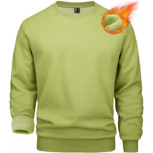 imageMAGCOMSEN Mens Crewneck Sweatshirt Long Sleeve Casual Warm Fleece PulloverOlive Green