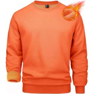imageMAGCOMSEN Mens Crewneck Sweatshirt Long Sleeve Casual Warm Fleece PulloverOrange