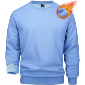 imageMAGCOMSEN Mens Crewneck Sweatshirt Long Sleeve Casual Warm Fleece PulloverPale Blue