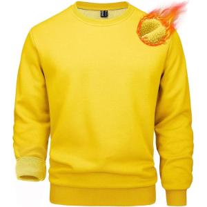 imageMAGCOMSEN Mens Crewneck Sweatshirt Long Sleeve Casual Warm Fleece PulloverYellow