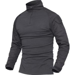 imageMAGCOMSEN Mens Tactical Military Shirts 14 Zip Long Sleeve Shirt with PocketsGrey