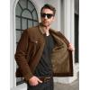 imageMAGCOMSEN Mens Corduroy Jacket Sherpa Lined Trucker Jackets Cotton TurnDown Collar Warm Winter Jacket Casual Coat 5 PocketsBrown