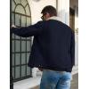 imageMAGCOMSEN Mens Corduroy Jacket Sherpa Lined Trucker Jackets Cotton TurnDown Collar Warm Winter Jacket Casual Coat 5 PocketsNavy