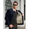 imageMAGCOMSEN Mens Corduroy Jacket Sherpa Lined Trucker Jackets Cotton TurnDown Collar Warm Winter Jacket Casual Coat 5 PocketsNavy
