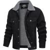 imageMAGCOMSEN Mens Corduroy Jacket Sherpa Lined Trucker Jackets Cotton TurnDown Collar Warm Winter Jacket Casual Coat 5 PocketsBlack