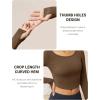 imageMAGCOMSEN Long Sleeve Workout Shirts for Women Crop Yoga Top Athletic Slim Fit Cropped Tight Pilates Dance Fitted Gym Top Brown L