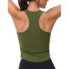 imageMAGCOMSEN Womens Crop Workout Tank Tops with Built in Bra Fitted Racerback Sleeveless Yoga Shirts CamisoleArmy Green