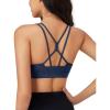imageMAGCOMSEN Womens Strappy Sports Bra Padded Backless Sexy Low Impact MoistureWicking Wireless for Yoga Workout FitnessNavy Blue