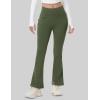 imageMAGCOMSEN Womens Fleece Lined Flare Leggings Waterproof Insulated Winter Pants Hiking Yoga Bootcut Leggings 3 PocketsArmy Green