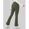 imageMAGCOMSEN Womens Fleece Lined Flare Leggings Waterproof Insulated Winter Pants Hiking Yoga Bootcut Leggings 3 PocketsArmy Green