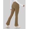 imageMAGCOMSEN Womens Fleece Lined Flare Leggings Waterproof Insulated Winter Pants Hiking Yoga Bootcut Leggings 3 PocketsLight Brown