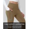imageMAGCOMSEN Womens Fleece Lined Flare Leggings Waterproof Insulated Winter Pants Hiking Yoga Bootcut Leggings 3 PocketsLight Brown