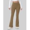 imageMAGCOMSEN Womens Fleece Lined Flare Leggings Waterproof Insulated Winter Pants Hiking Yoga Bootcut Leggings 3 PocketsLight Brown