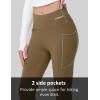 imageMAGCOMSEN Womens Fleece Lined Flare Leggings Waterproof Insulated Winter Pants Hiking Yoga Bootcut Leggings 3 PocketsLight Brown