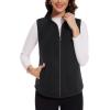 imageMAGCOMSEN Womens Fleece Vest with Zipper Pockets Zip Up Sleeveless Jackets Lightweight Soft Warm Polar Vest OuterwearBlack