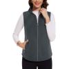 imageMAGCOMSEN Womens Fleece Vest with Zipper Pockets Zip Up Sleeveless Jackets Lightweight Soft Warm Polar Vest OuterwearDark Grey