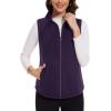 imageMAGCOMSEN Womens Fleece Vest with Zipper Pockets Zip Up Sleeveless Jackets Lightweight Soft Warm Polar Vest OuterwearDeep Purple