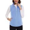 imageMAGCOMSEN Womens Fleece Vest with Zipper Pockets Zip Up Sleeveless Jackets Lightweight Soft Warm Polar Vest OuterwearLight Blue