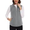 imageMAGCOMSEN Womens Fleece Vest with Zipper Pockets Zip Up Sleeveless Jackets Lightweight Soft Warm Polar Vest OuterwearLight Grey