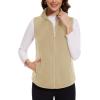 imageMAGCOMSEN Womens Fleece Vest with Zipper Pockets Zip Up Sleeveless Jackets Lightweight Soft Warm Polar Vest OuterwearLight Khaki