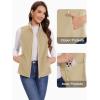 imageMAGCOMSEN Womens Fleece Vest with Zipper Pockets Zip Up Sleeveless Jackets Lightweight Soft Warm Polar Vest OuterwearLight Khaki