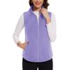 imageMAGCOMSEN Womens Fleece Vest with Zipper Pockets Zip Up Sleeveless Jackets Lightweight Soft Warm Polar Vest OuterwearLight Purple