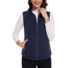 imageMAGCOMSEN Womens Fleece Vest with Zipper Pockets Zip Up Sleeveless Jackets Lightweight Soft Warm Polar Vest OuterwearNavy Blue