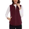 imageMAGCOMSEN Womens Fleece Vest with Zipper Pockets Zip Up Sleeveless Jackets Lightweight Soft Warm Polar Vest OuterwearWine Red