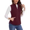 imageMAGCOMSEN Womens Fleece Vest with Zipper Pockets Zip Up Sleeveless Jackets Lightweight Soft Warm Polar Vest OuterwearWine Red