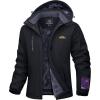 imageMAGCOMSEN Womens Winter Coats Waterproof Insulated Snow Ski Jacket Hood Fleece Lined Warm Mountain Snowboarding WindbreakerBlack