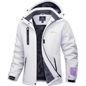imageMAGCOMSEN Womens Winter Coats Waterproof Insulated Snow Ski Jacket Hood Fleece Lined Warm Mountain Snowboarding WindbreakerWhite