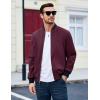 imageMAGCOMSEN Mens Bomber Jacket Lightweight Casual Zip Up Windbreaker Spring Fall Golf Coat with PocketsWine Red