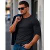 imageMAGCOMSEN Mens Long Sleeve Shirt with Pocket Cotton Crew Neck Shirts Casual Lightweight TShirt01black
