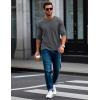 imageMAGCOMSEN Mens Long Sleeve Shirt with Pocket Cotton Crew Neck Shirts Casual Lightweight TShirt07dark Grey