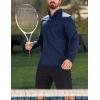 imageMAGCOMSEN Mens Quarter Zip Pullover Fleece Lined Long Sleeve Golf Shirts 14 Zip Thermal Running Athletic SweatshirtsDark Navy