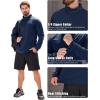 imageMAGCOMSEN Mens Quarter Zip Pullover Fleece Lined Long Sleeve Golf Shirts 14 Zip Thermal Running Athletic SweatshirtsDark Navy