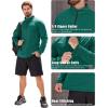 imageMAGCOMSEN Mens Quarter Zip Pullover Fleece Lined Long Sleeve Golf Shirts 14 Zip Thermal Running Athletic SweatshirtsEmerald Green