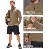 imageMAGCOMSEN Mens Quarter Zip Pullover Fleece Lined Long Sleeve Golf Shirts 14 Zip Thermal Running Athletic SweatshirtsKhaki
