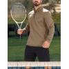 imageMAGCOMSEN Mens Quarter Zip Pullover Fleece Lined Long Sleeve Golf Shirts 14 Zip Thermal Running Athletic SweatshirtsKhaki