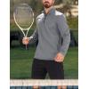 imageMAGCOMSEN Mens Quarter Zip Pullover Fleece Lined Long Sleeve Golf Shirts 14 Zip Thermal Running Athletic SweatshirtsLight Grey