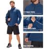 imageMAGCOMSEN Mens Quarter Zip Pullover Fleece Lined Long Sleeve Golf Shirts 14 Zip Thermal Running Athletic SweatshirtsNavy