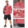imageMAGCOMSEN Mens Quarter Zip Pullover Fleece Lined Long Sleeve Golf Shirts 14 Zip Thermal Running Athletic SweatshirtsPeach Red