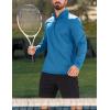 imageMAGCOMSEN Mens Quarter Zip Pullover Fleece Lined Long Sleeve Golf Shirts 14 Zip Thermal Running Athletic SweatshirtsSea Blue
